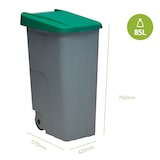 thumbnail of Afvalcontainer verrijdbaar grijs kunststof met klapdeksel groen | 85L | 420x570x760(h)mm