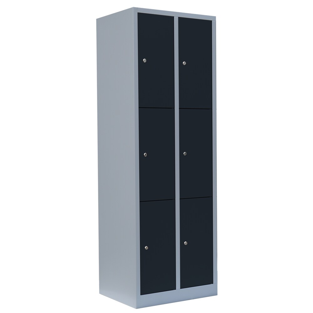 Lüllmann® Schließfachschrank, 2 Abteile, 6 Fächer, 1800 x 600 x 500 mm, lichtgrau/anthrazit