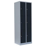 thumbnail of Lüllmann® Schließfachschrank, 2 Abteile, 6 Fächer, 1800 x 600 x 500 mm, lichtgrau/anthrazit