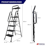 thumbnail of PROREGAL Profi-Trittleiter klappbar mit Handbügel und Werkzeugablage 5 Stufen 182x52x104cm Traglast 150kg Stahl Schwarz Klappleiter Haushaltsleiter