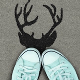 thumbnail of Relaxdays Fußmatte Kokos, Türvorleger Hirsch, 40x60 cm, rutschfest, wetterfest, Fußabtreter innen & außen, grau-schwarz