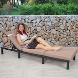 thumbnail of Lettino prendisole in poly-rattan HWC-A51, lettino relax da giardino ~ Premium antracite, cuscini crema