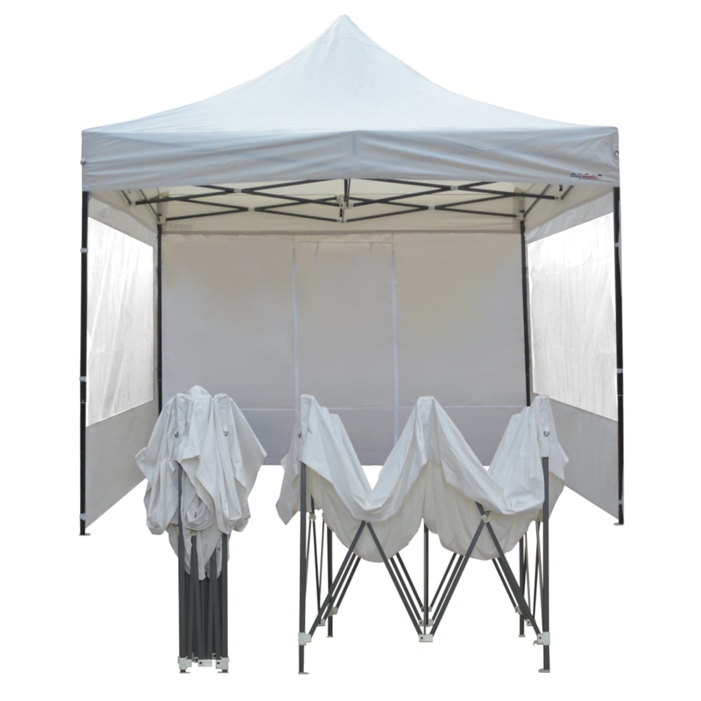 Tente pliante 3x3m pack fenêtres - 4 murs - acier 31mm/polyester 320g - blanc - FRANCE-BARNUMS