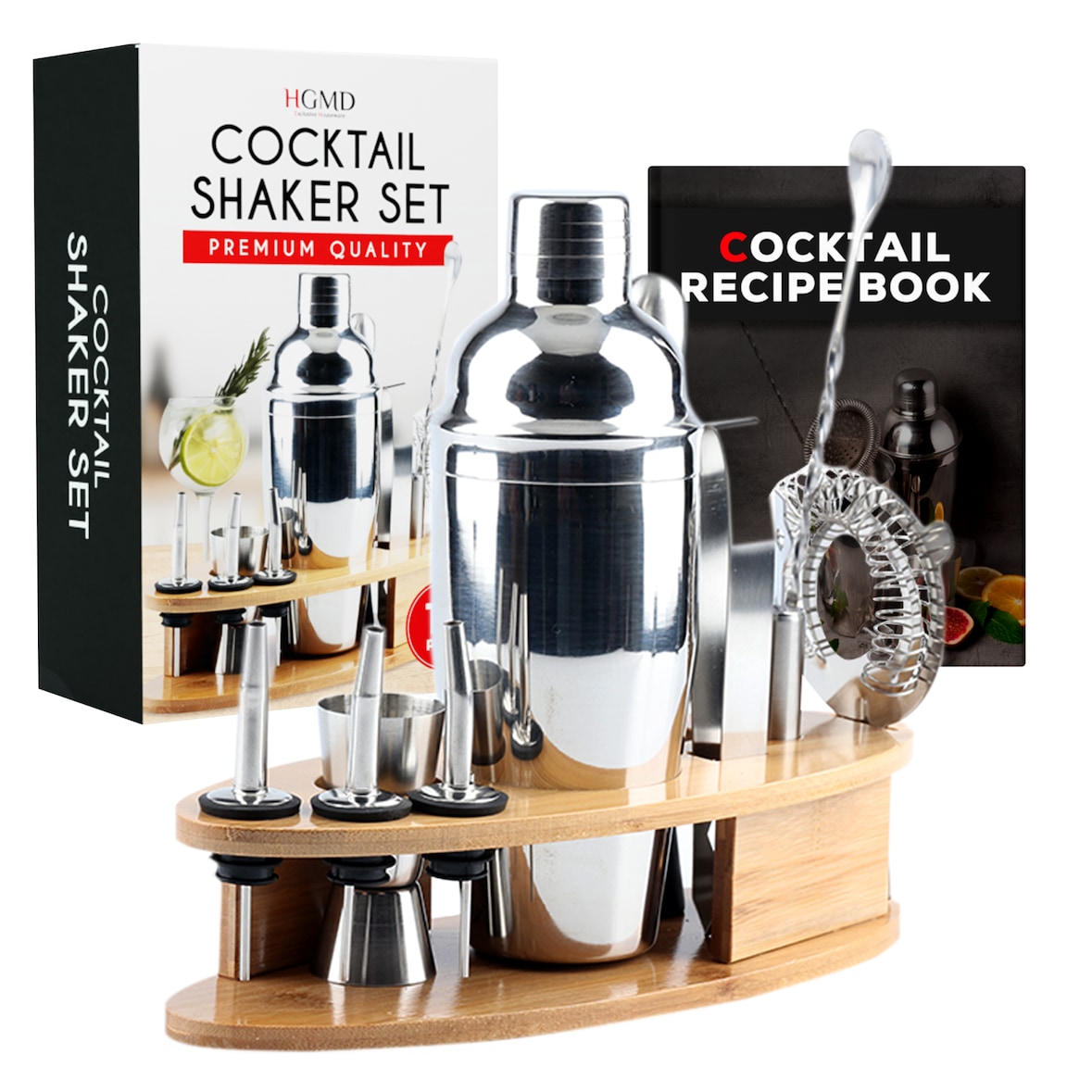 HGMD Cocktail Set - 18-Delige set - Cocktail Shaker Set (750ml) - Cocktail shaker set - Inclusief Receptenboekje