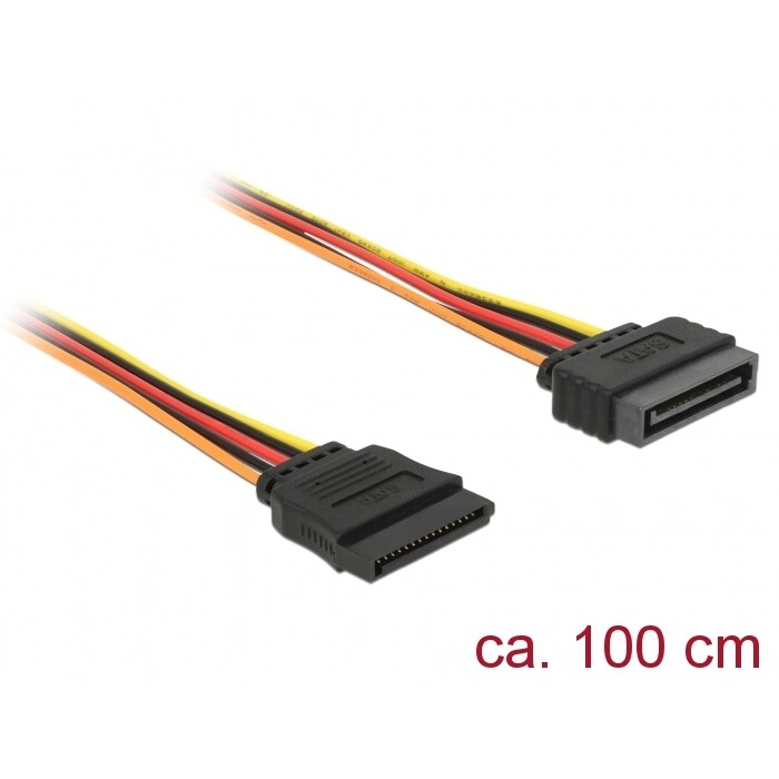 Delock Verlängerungskabel Power SATA 15 Pin Stecker > SATA 15 Pin Buchse 100 cm