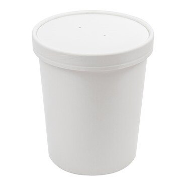 Recipientes Com Tampas 960 Ml 18Pe + 340 + 18 Pe G/M2 Ø11,7/9,2X13,5 Cm Branco Cartão (250 Unidades)