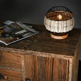 thumbnail of Lampe boule en rotin naturel et métal