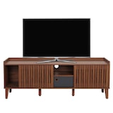 thumbnail of TV-Rack HWC-M48, Lowboard TV-Schrank, Schiebetür 56x150x40cm ~ Walnuss-Optik, Schublade dunkelgrau