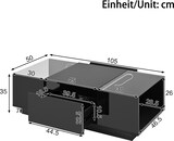thumbnail of LED Couchtisch mit Glasplatte, Hochglanz & Matt-Design, moderner Kaffeetisch mit Stauraum, Schubladen & Bluetooth-Licht, 105x50x35 cm, Schwarz