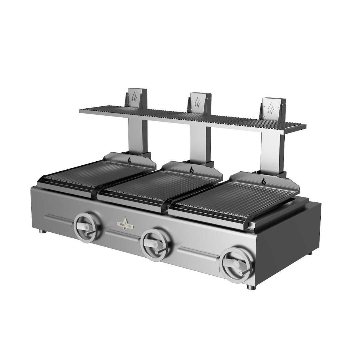 Afmetingen houtskoolbarbecue 1800x825x1000 drie afzonderlijke grillroosters