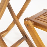 thumbnail of Conjunto ao ar livre de madeira de teca grau A. Mesa redonda de 80 cm e 2 cadeiras dobráveis