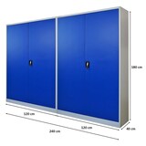 thumbnail of PROREGAL Mega Deal 2x Flügeltürenschrank ELEPHANT Metall Aktenschrank abschließbar 2 Türen 180x120x40cm Stahl 4 Ebenen Stahlschrank Blau/Lichtgrau
