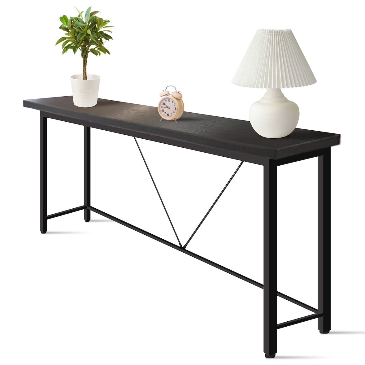 IvoQ Sidetable Zwart – Consoletafel – Haltafel – Industrieel - Smal & Stijlvol - 120x23x74