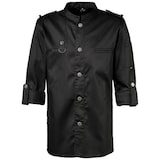 thumbnail of 222 - Kochjacke Bikerstyle, Langarm verstellbar, Druckknöpfe : schwarz 65% Polyester 35%Baumwolle 220 g/m² XL