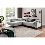 thumbnail of KAWOLA Sofa DELIA Ecksofa Cord hellgrau mit motorischem Sitzvorzug Recamiere links