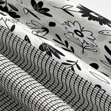 thumbnail of Bettwäsche Baumwolle Renforce 135x200 cm  Weiß Schwarz florales Muster mit kariertem Wendestil Reißverschluss