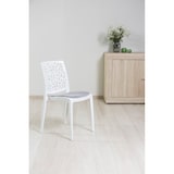 thumbnail of Set de 6 sillas de polipropileno con cojín, apilables, diseño moderno para cocina, comedor, bar o restaurante – Anna – Blanco/Gris