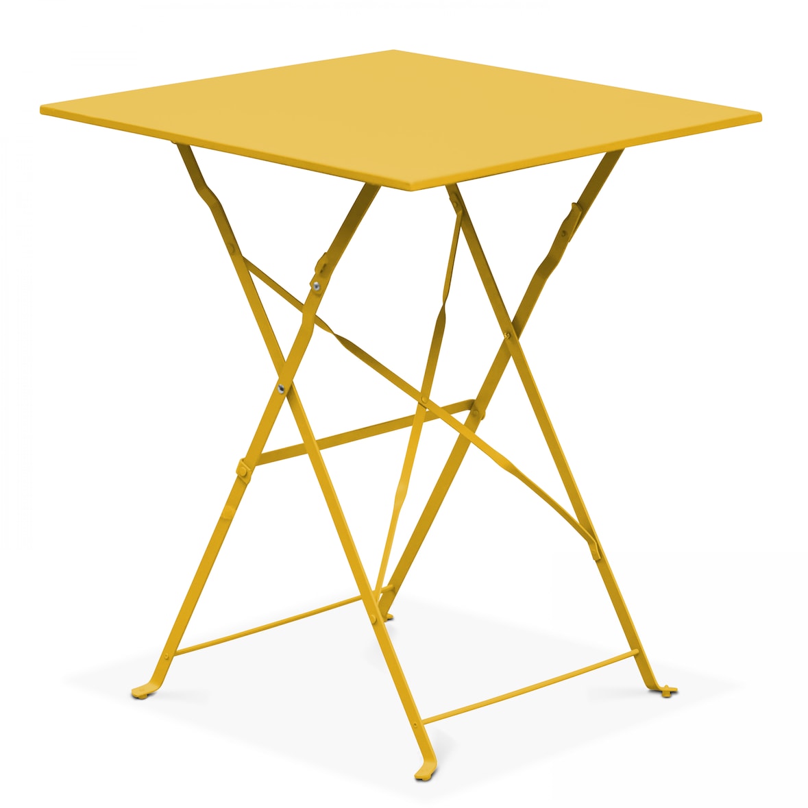 Table de jardin pliante bistrot en acier jaune - Oviala