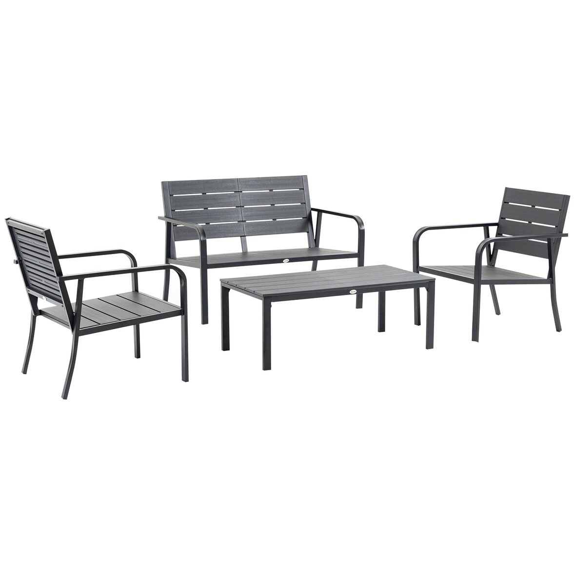 Outsunny Salotto da Giardino 4 Pz,Panchina 2 Posti 2 Poltrone,Tavolino