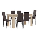 thumbnail of Pack Mesa de Comedor o Cocina Cambria + 6 Sillas en Polipiel/metal Negro