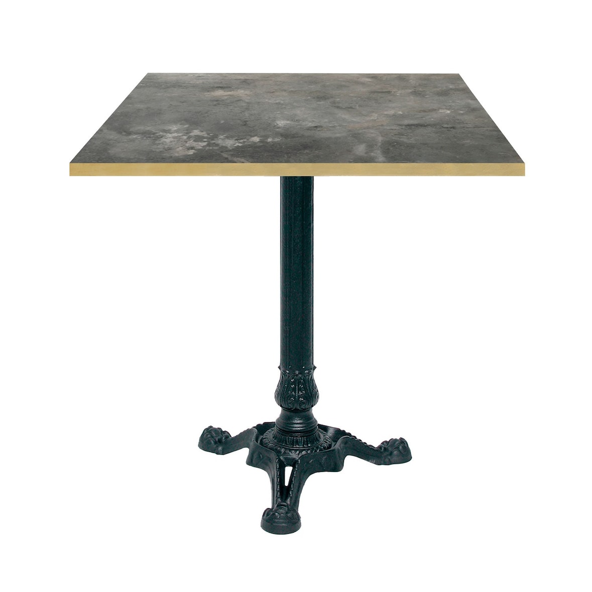 Restootab - 70x70cm bistrotafel met gemetalliseerde stenen randen in messing