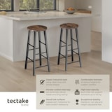 thumbnail of TECTAKE Set de 2 taburetes altos Keynes de estilo industrial oscuro acero 31x31x72cm reposapiés ajustables cocina 120kg