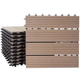 thumbnail of Pavimento in WPC Rodano, aspetto legno balcone/terrazza, 11x ciascuno 30x30cm = 1mq ~ base, teak lineare
