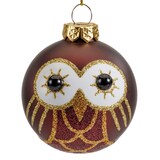 thumbnail of 1 Eule Glas 6cm beige kupfer braun Christbaumschmuck Weihnachtskugeln Waldtiere