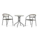 thumbnail of Set pranzo da balcone con tavolino Ø60 e 2 sedie impilabili in acciaio e textilene, ideale per terrazzo, giardino, bar, caffetteria - Max & Gaia