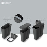 thumbnail of Keden - Compacte Q duo prullenbak 45L met 2 onafhankelijke deksels in wit en geel