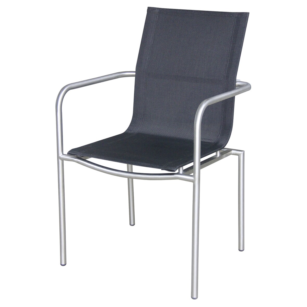 METRO Professional Silla Milano, acero inoxidable / textileno, 56 x 56 x 88.5 cm, con reposabrazos​, apilable, negro