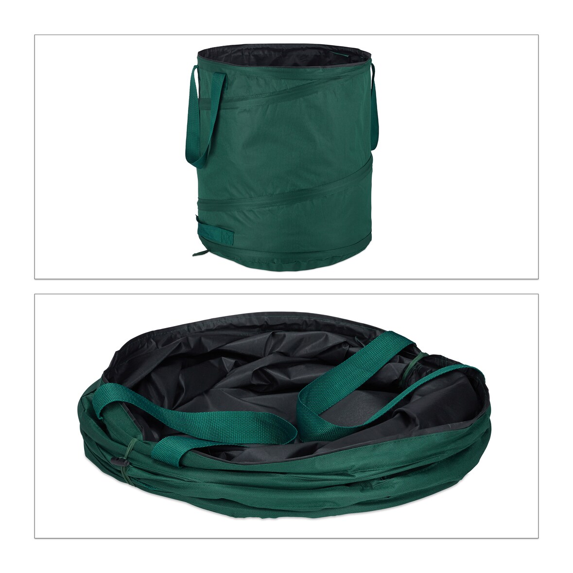 Relaxdays Laubsack selbstaufstellend, 3er-Set, Gartenabfallsack Pop-Up, 85L, Gartensack selbststehend, ∅: 46 cm, grün