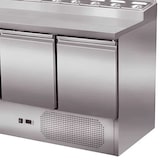 thumbnail of Mesa de preparación refrigerada SKYRAINBOW de acero inoxidable 3 puertas 260 litros 1365x700mm. Mesa fría bajo mostrador de restaurante y hostelería.