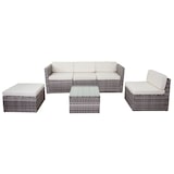 thumbnail of Poly-Rattan-Garnitur HWC-D24, Garten-/Lounge-Set Sofa ~ grau, Polster creme