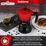 thumbnail of Magefesa Tradicional - Cafetera Italiana Negra y Roja, 12 Tazas, 600ml, Acero Inoxidable y Aluminio, Todo Tipo de Cocinas, Induccion, Mango Toque Frío