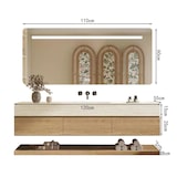 thumbnail of Wandhängendes Badmöbel-Set Travertin-Look mit Sinterstein Waschbecken Spiegel Unterschrank Ablage mit Armaturloch 120×55 cm【RW9865-120 BKK】