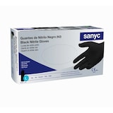 thumbnail of Luvas de nitrilo em pó pretas Sanyc tamanho grande 100 unidades