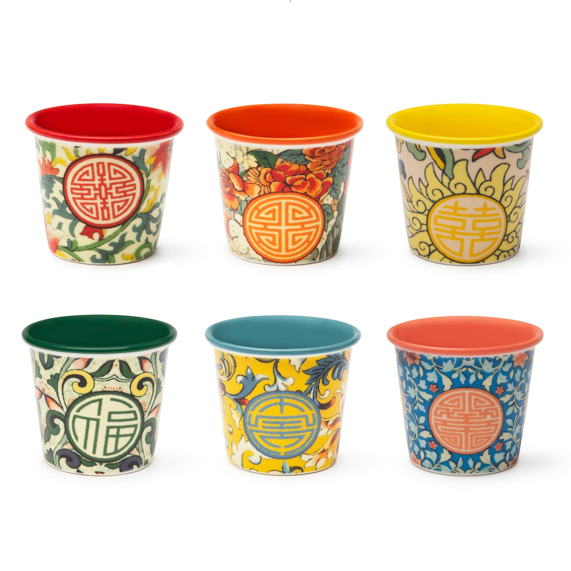 Excelsa set 6 bicchierini caffe' La Via Della Seta porcellana 9 cl multicolor