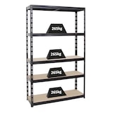 thumbnail of PROREGAL Étagère charge lourde GIANT TIGER, HxLxP 200x120x40cm, 265kg par Niveau, 5 Niveaux, Noir, Étagère robuste de garage, atelier, cave