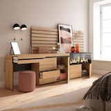 thumbnail of Cassettiera, Tavolo da toeletta, stoccaggio, 284x35x145cm, Con cassetto, Camino elettrico XXL, Cassettiera, Pannelli Decorativi, Rovere _ 452_64