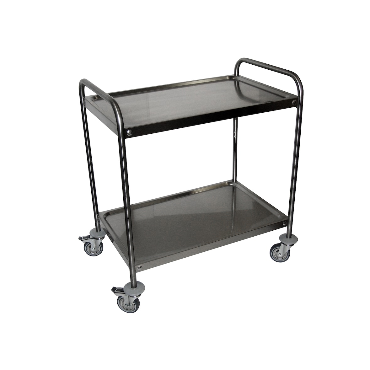 Gastro-Servierwagen aus Edelstahl, 2 Etagen, 80 cm breit