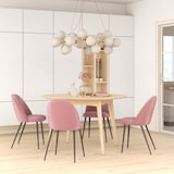 thumbnail of Conjunto de 4 Cadeiras de Sala de Jantar Modernas Cadeiras Estofadas em Veludo com Encosto Alto e Pés de Aço 50x52x83 cm Rosa