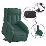 thumbnail of vidaXL Elektrischer Massagesessel mit Aufstehhilfe Dunkelgrün Stoff