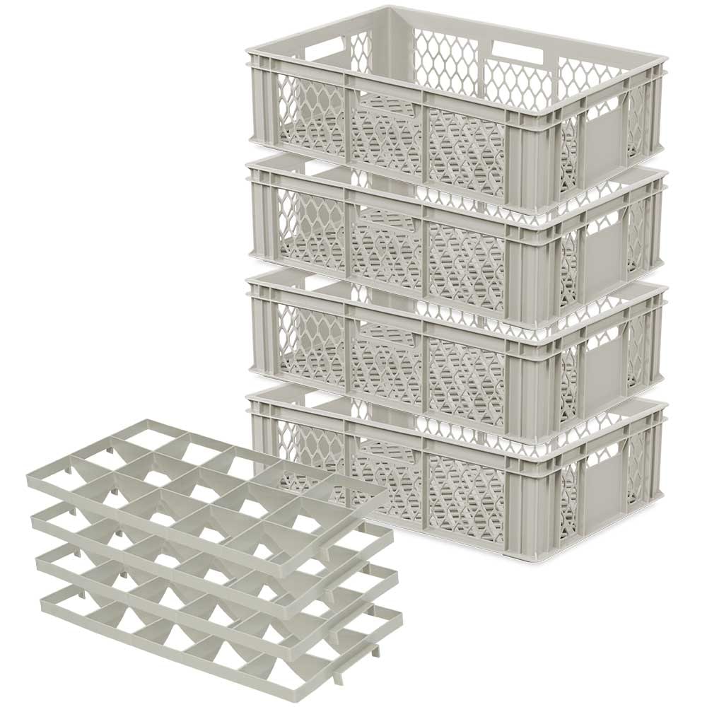 4 Gläserkästen für 15 Gläser bis 145 mm Höhe, max. Ø 109 mm,LxBxH 600x400x170 mm