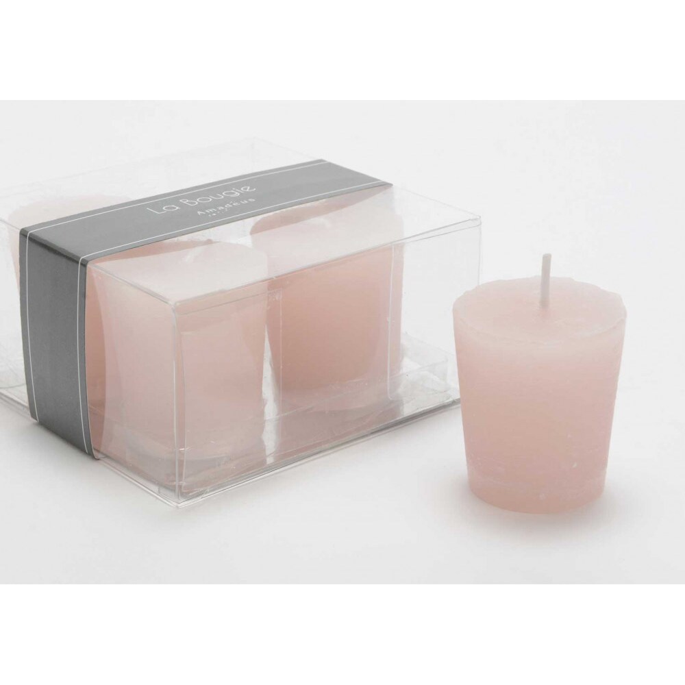 von 4 Votivkerzen 4,3 x 4,7 cm rosa - Set Rund Wachs Amadeus 10x10 cm