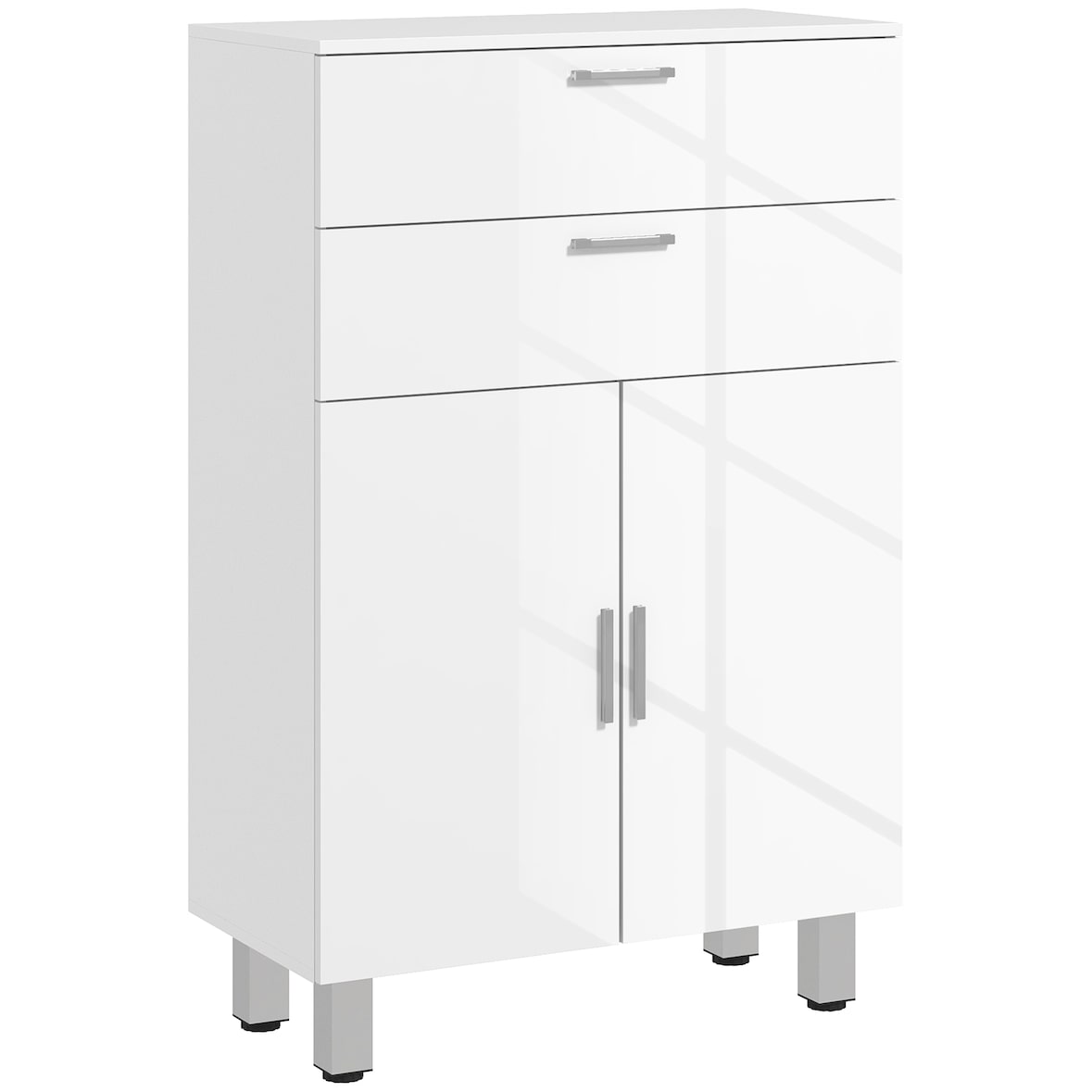 kleankin kleankin Móvel Auxiliar Casa de Banho 2 Gavetas e Armário 60x30x93 cm Branco
