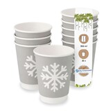 thumbnail of BIOZOYG 25 Stück Trinkbecher Einwegbecher, Pappbecher, 300ml / 12oz, Winterdesign mit Schneeflocken, doppelwandig für heiße Getränke, kompostierbar
