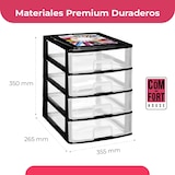 thumbnail of COM-FORT HOUSE | Cajonera Apilable de Plástico | Modelo Transparente | Color Negro | Modelo de 4 Cajones