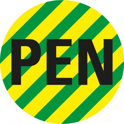Aufkleber I Leiterkennzeichen PEN, RoHS-konform, Folie, selbstklebend, Ø 16mm, 20/Bogen, DIN EN 60445 / IEC 60417
