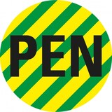 thumbnail of Aufkleber I Leiterkennzeichen PEN, RoHS-konform, Folie, selbstklebend, Ø 16mm, 20/Bogen, DIN EN 60445 / IEC 60417